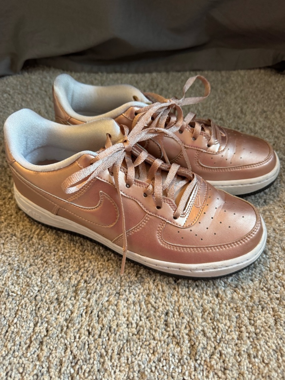 Nike Airforce One Metallic Rose Gold Low-Top Sneakers